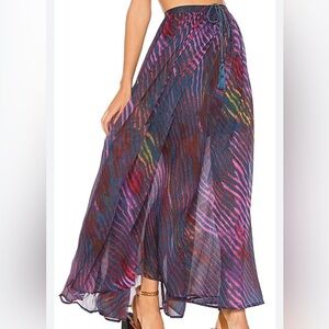 Free People True To You Maxi Skirt Navy Print Size XS